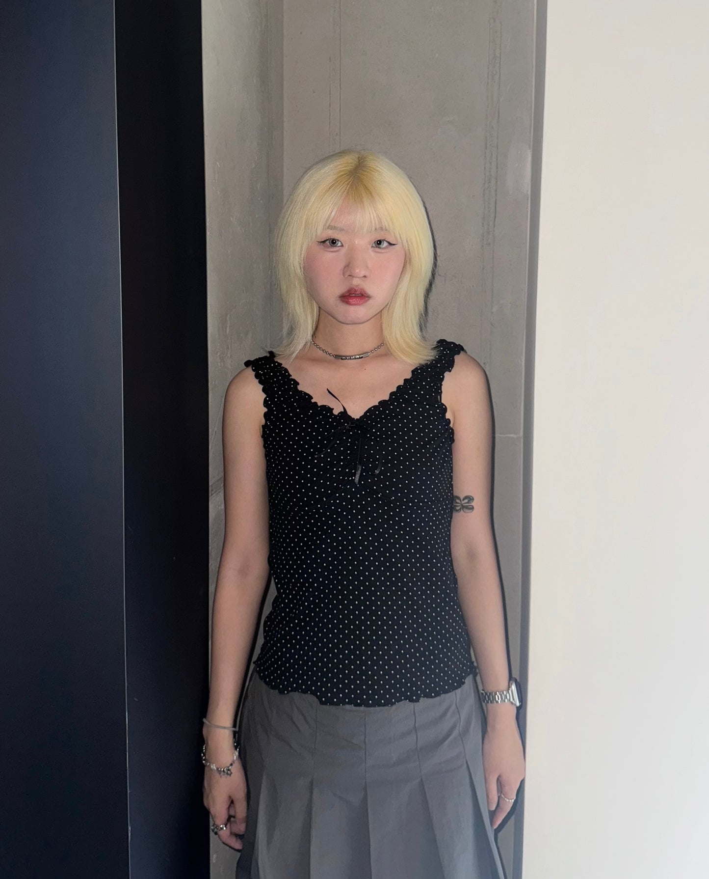 Pot ruffle ribbon tee