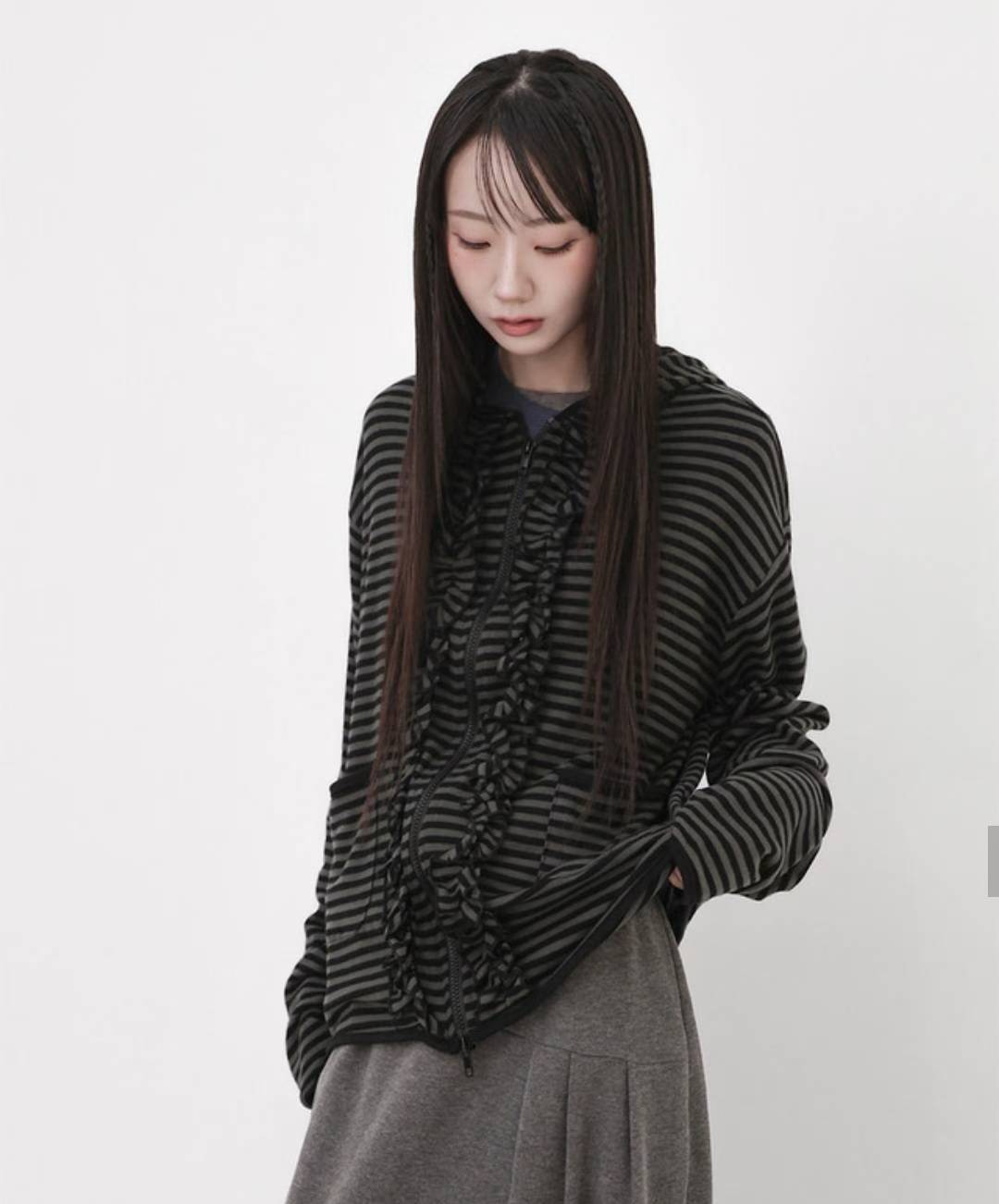 Ruffle striped outer