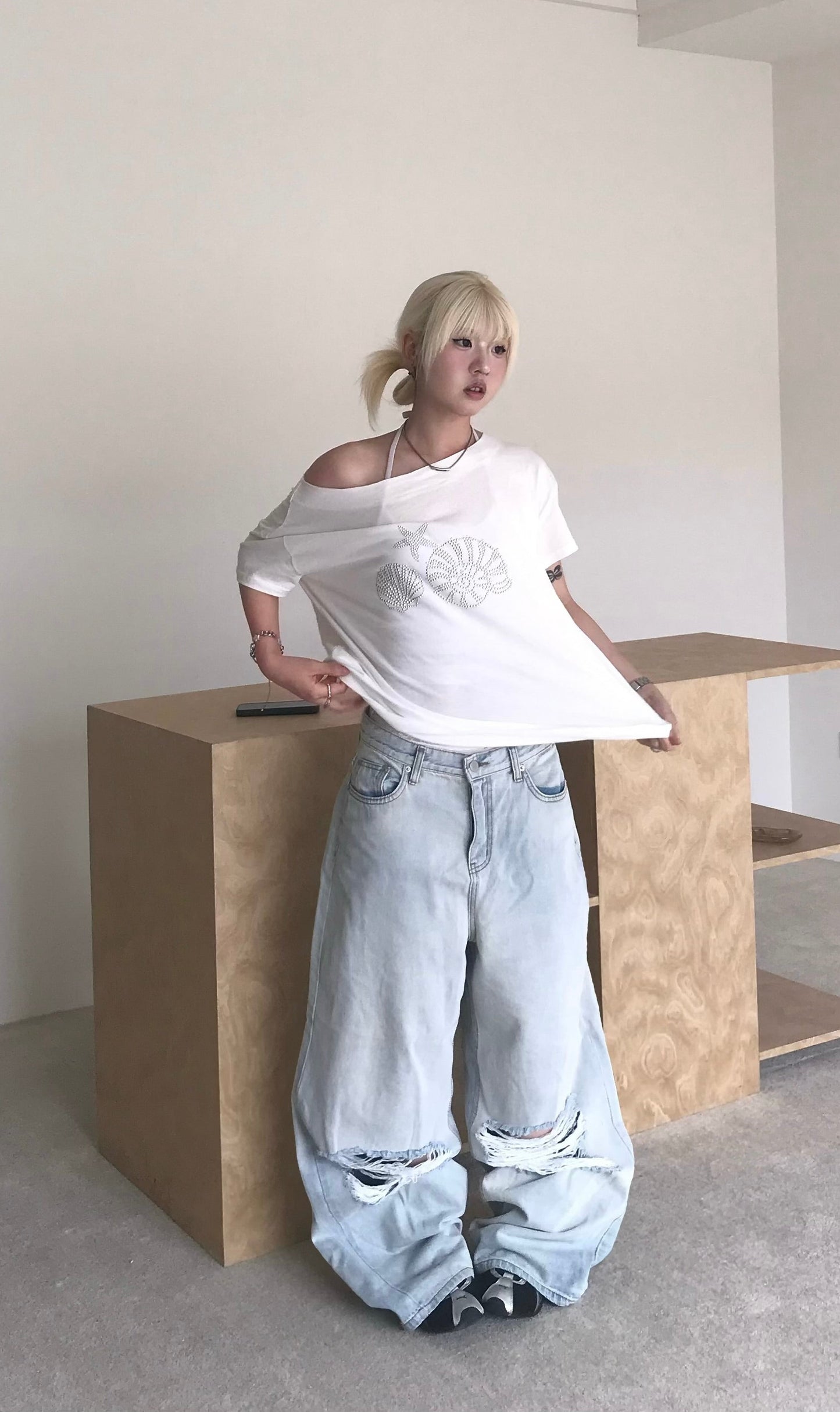 Sea shells oversized tee