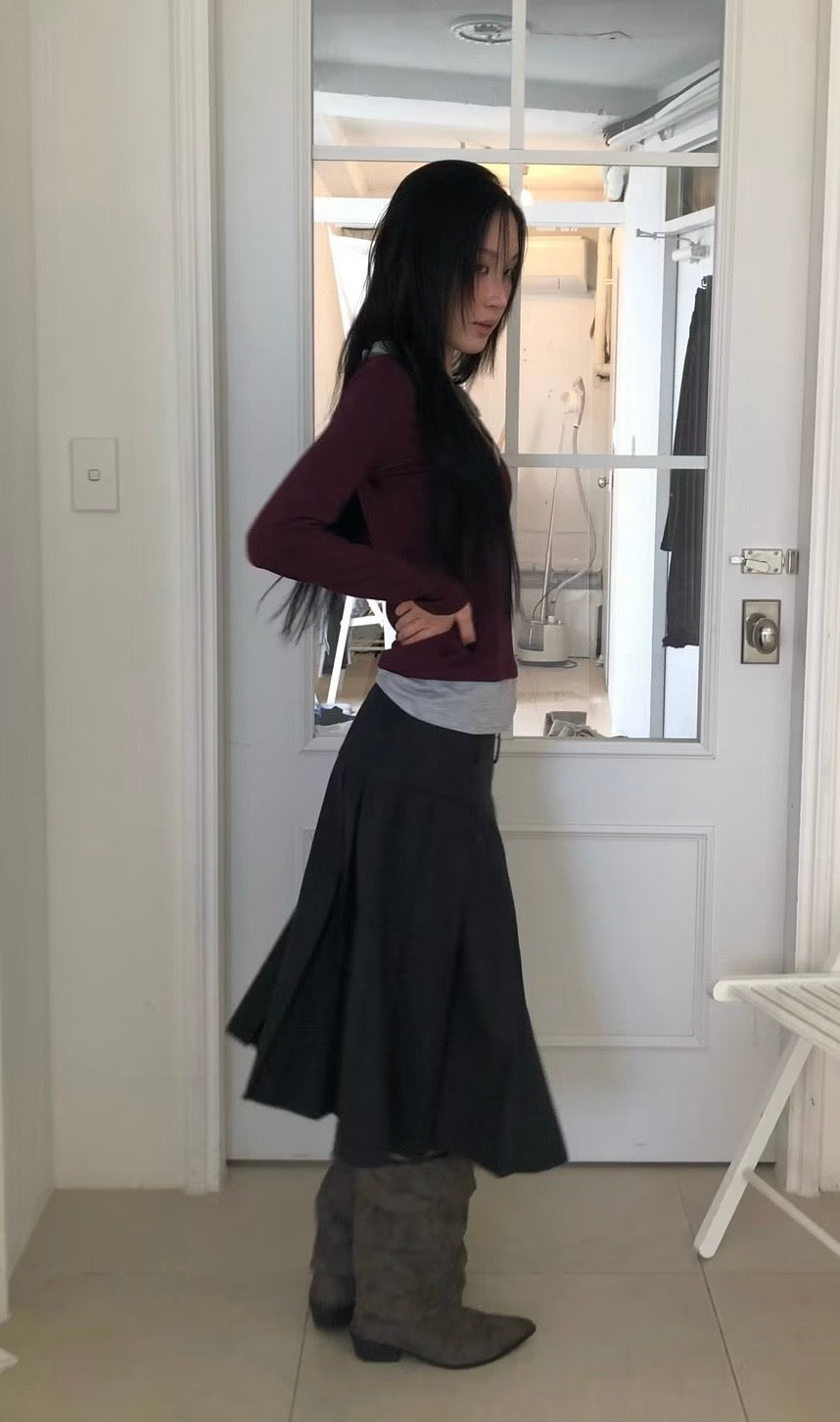 Autumn pleated mid sk