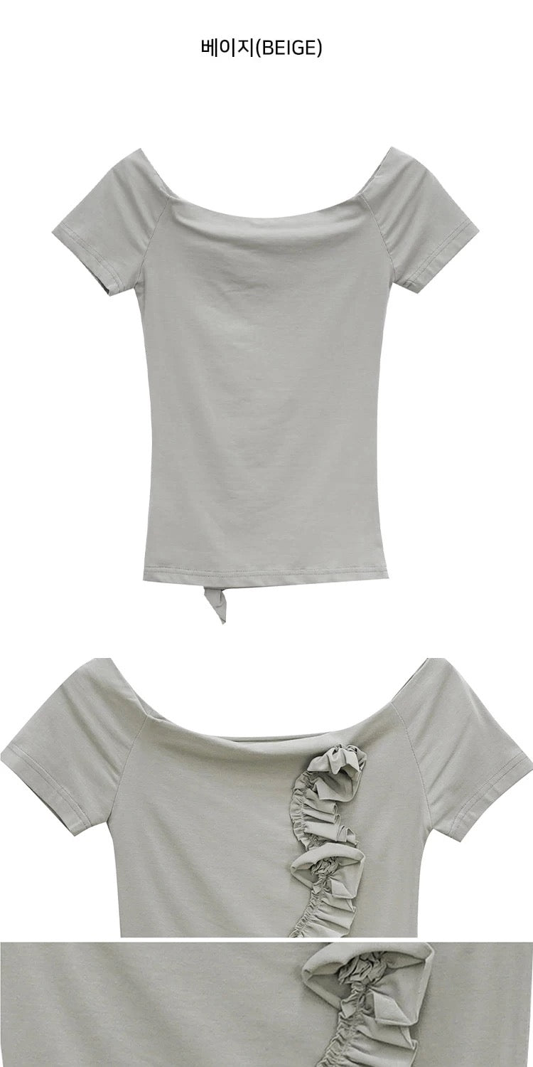 Leng off shoulder flower tee