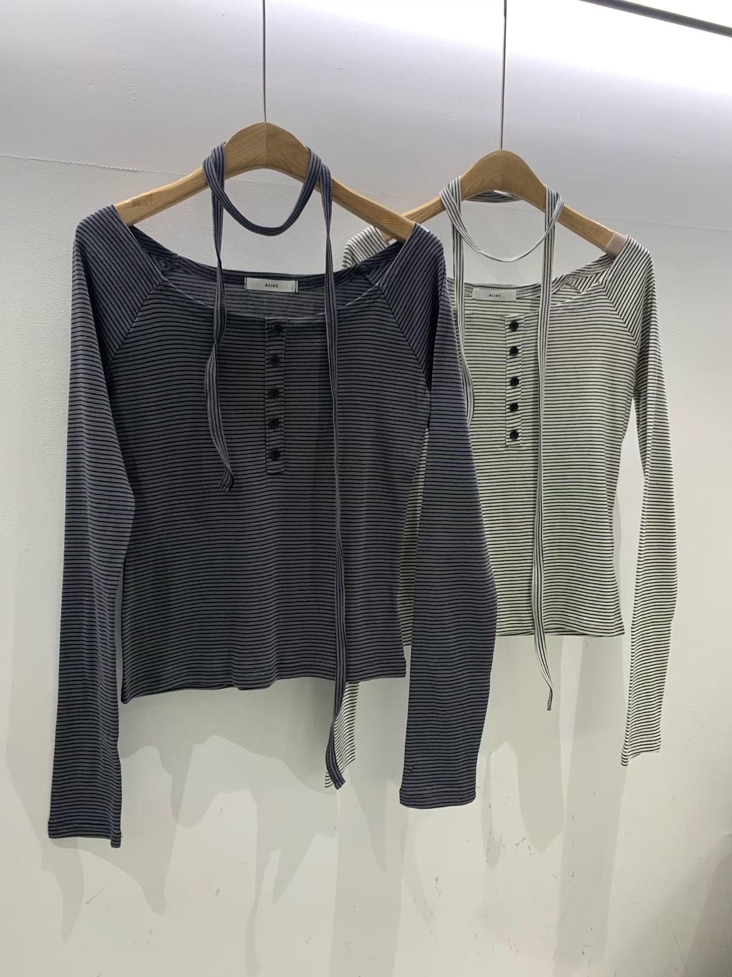 Striped off shoulder scarf top set