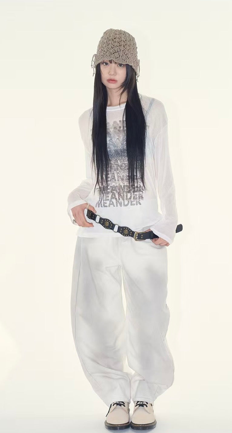 See through oversized print tee