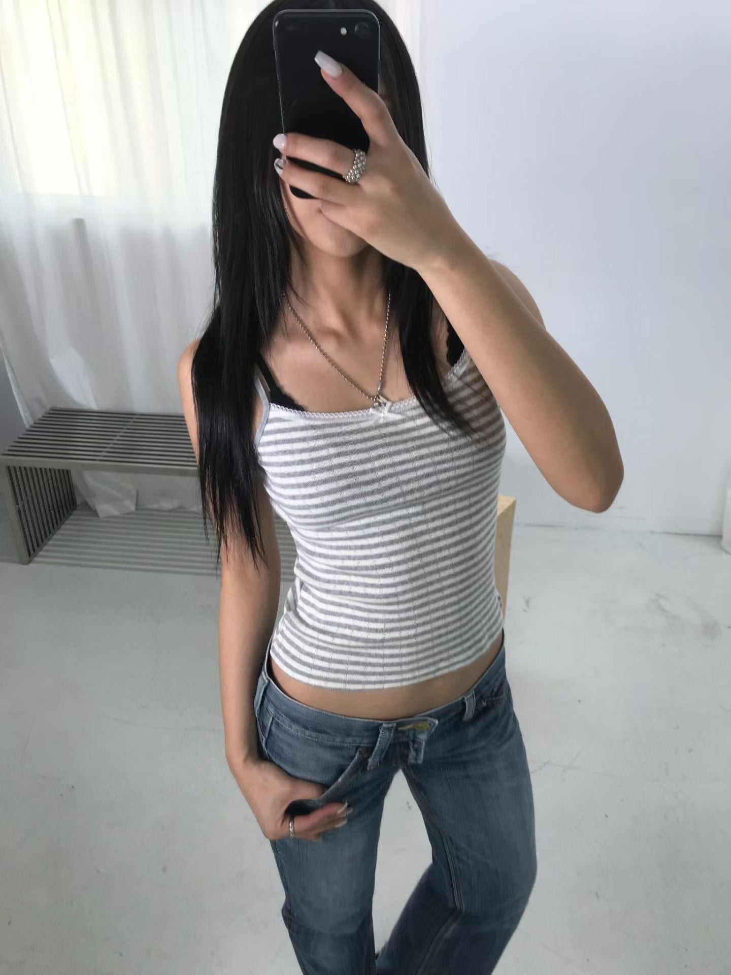 Ribbon striped vest