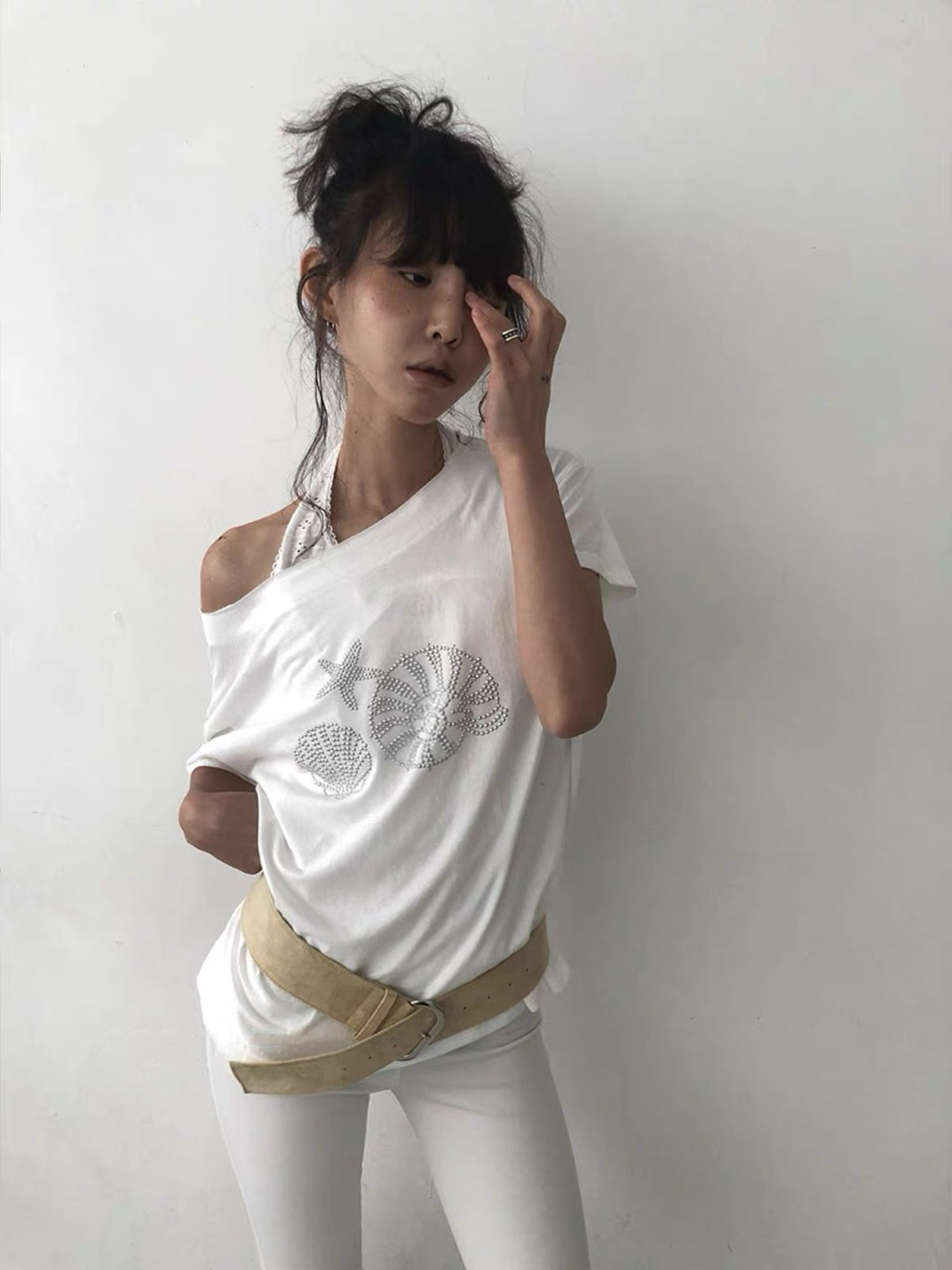 Sea shells oversized tee