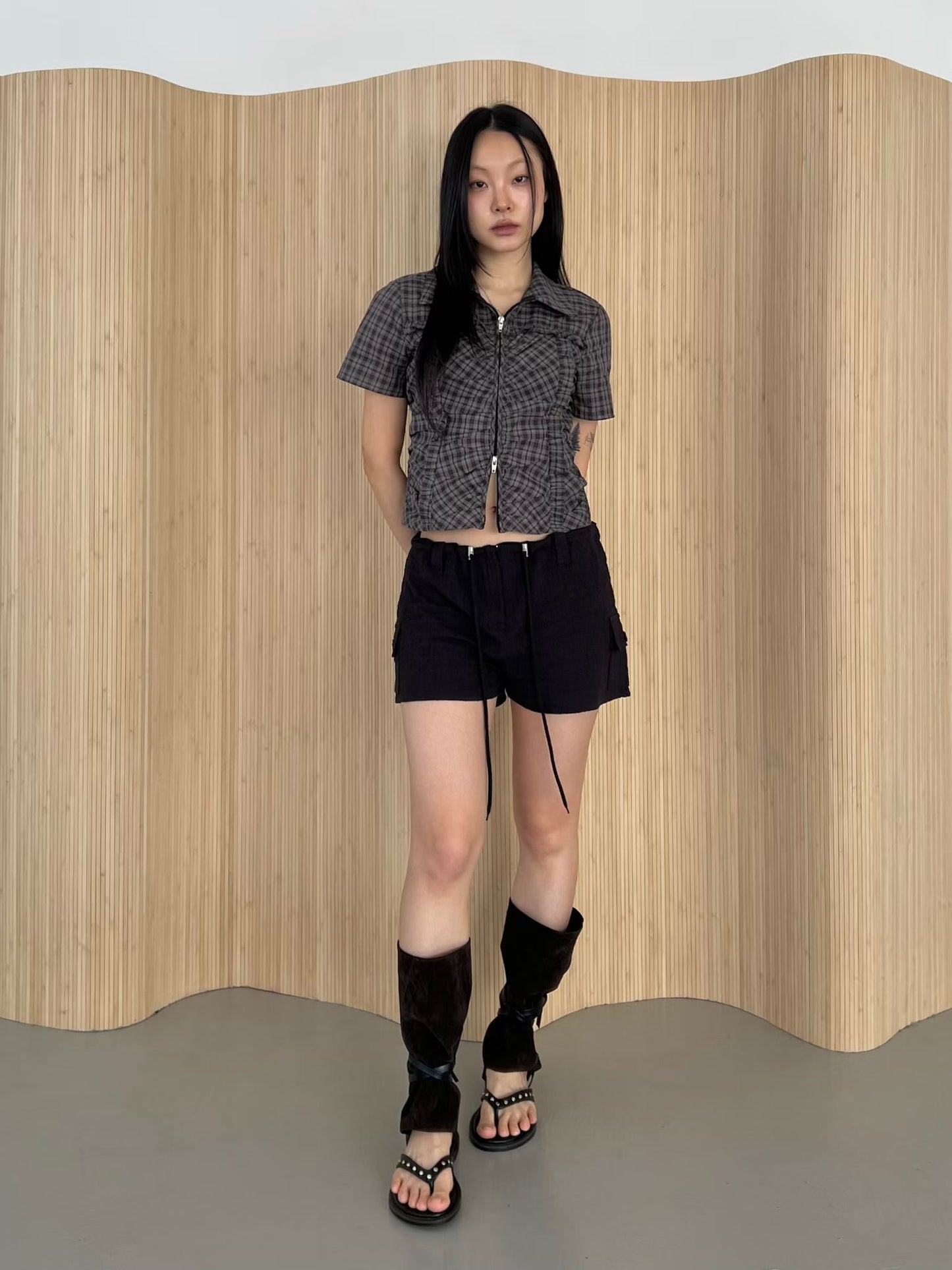 Checked zip top