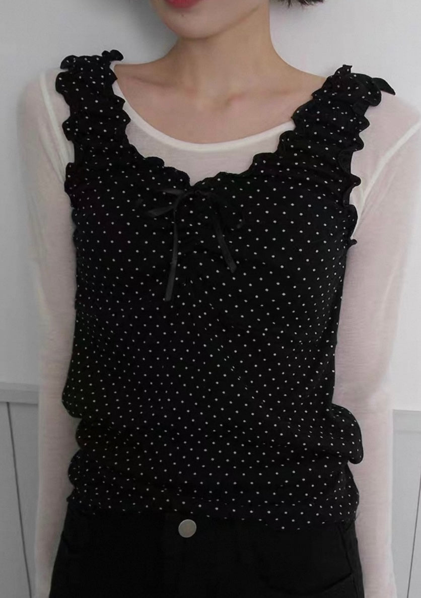 Pot ruffle ribbon tee