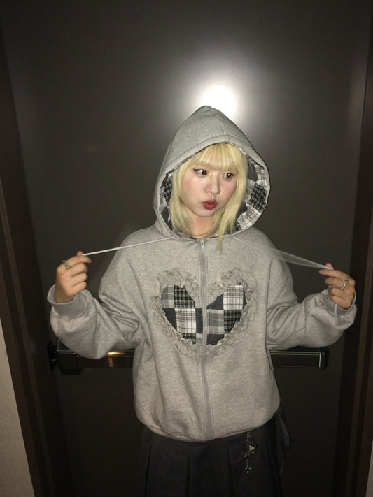 checked ruffle Heart outer