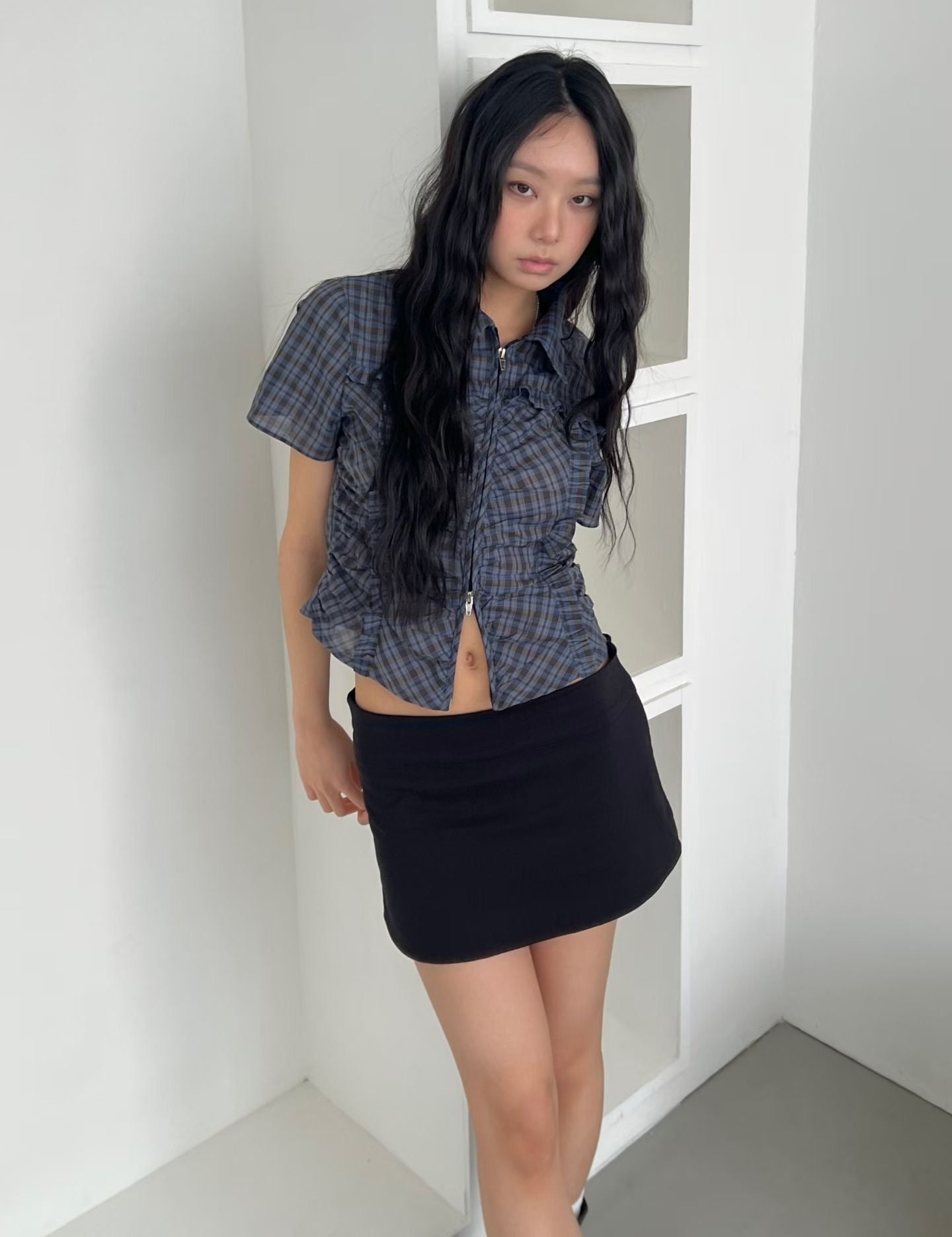 Checked zip top