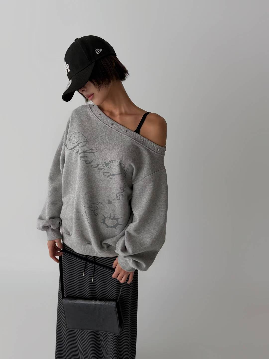 Off shoulder hoodie