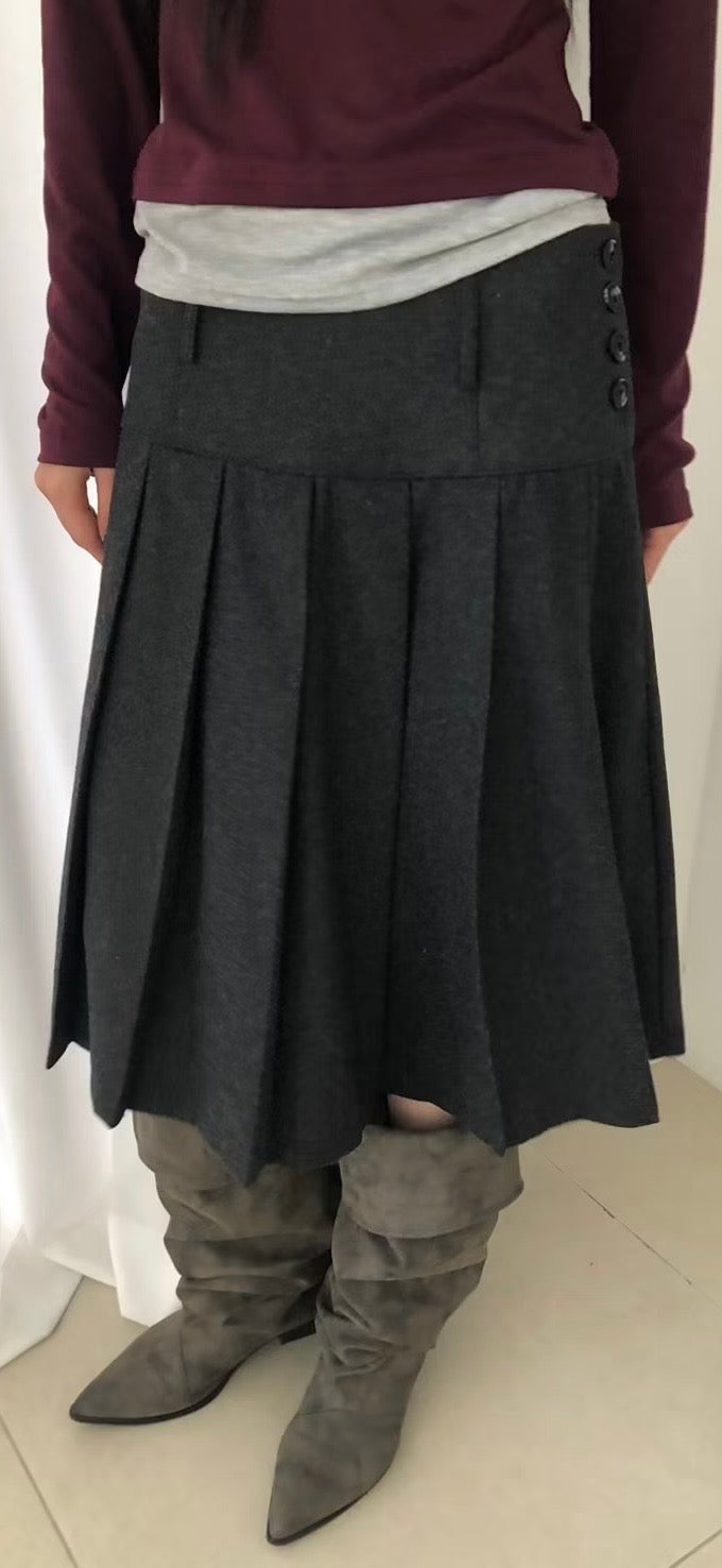 Autumn pleated mid sk