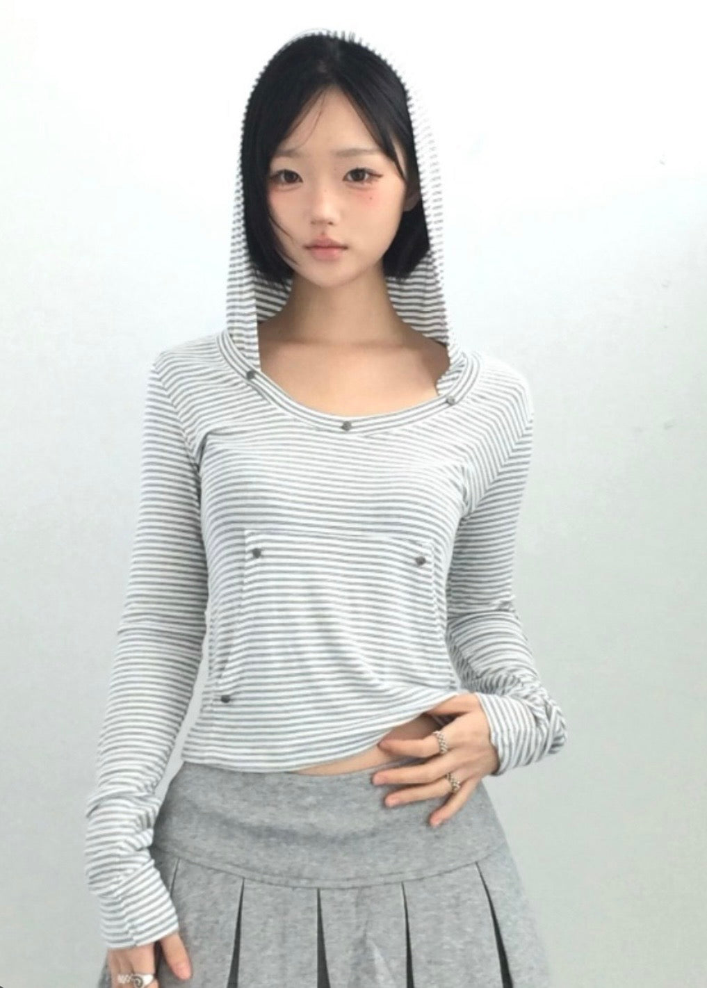 Striped hooded tee