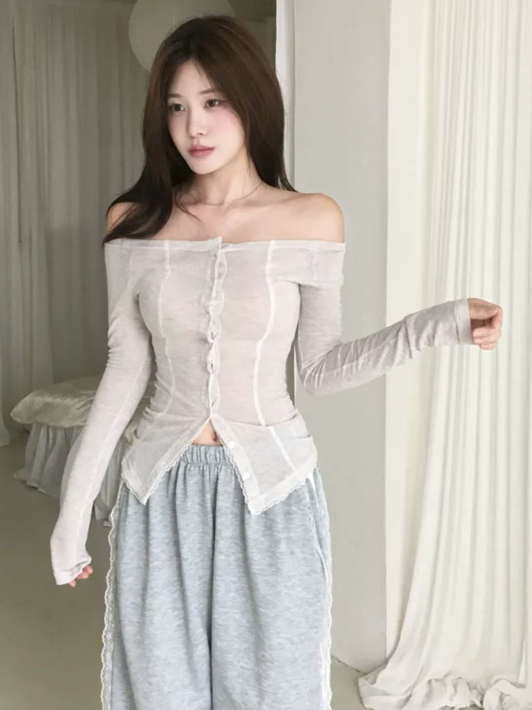 Lace off shoulder top