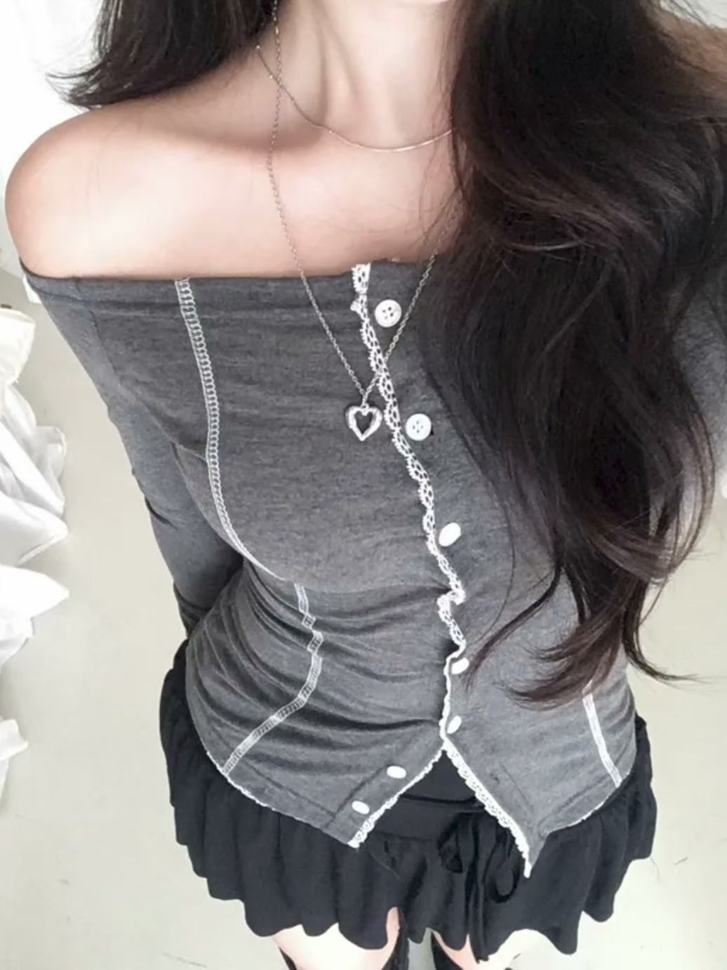 Lace off shoulder top