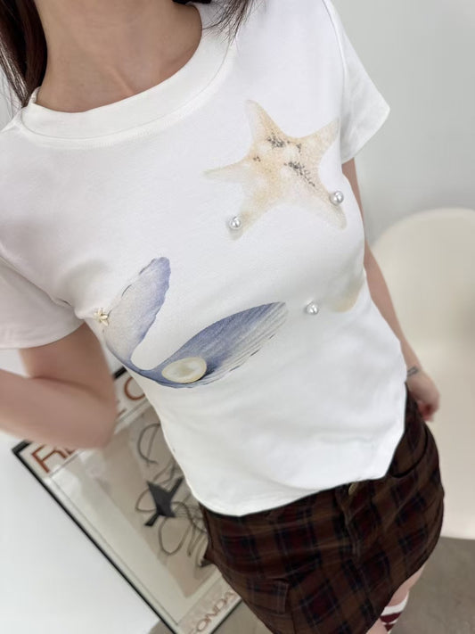 Sea star pearls tee