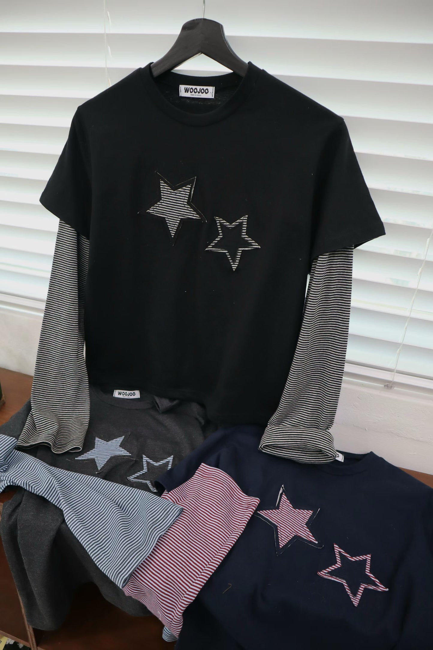 Star striped layer tee