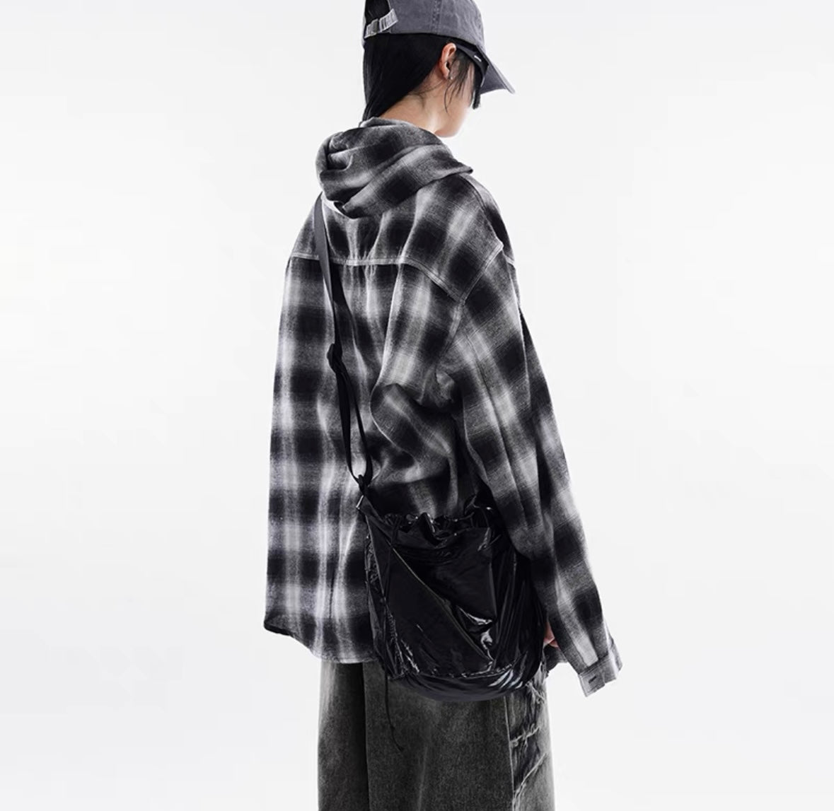 Unisex hooded checked shirt