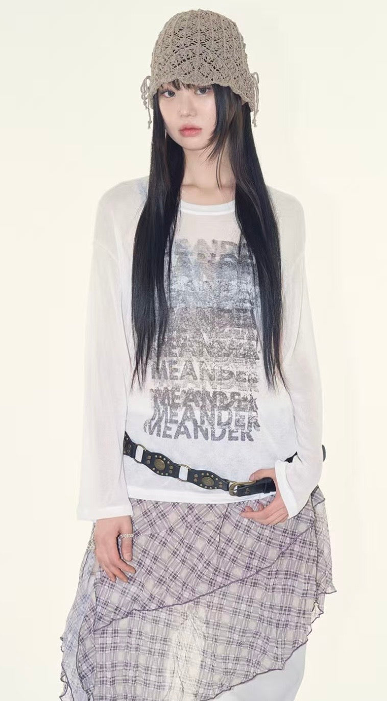 See through oversized print tee