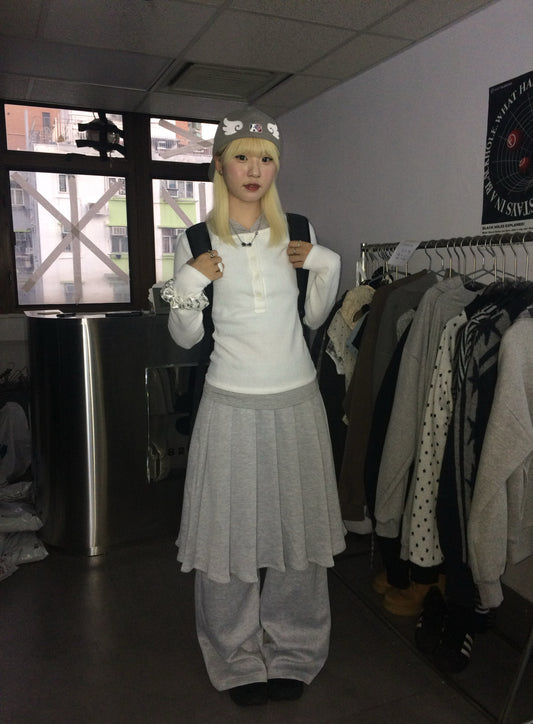 垂感棉質裙褲￼