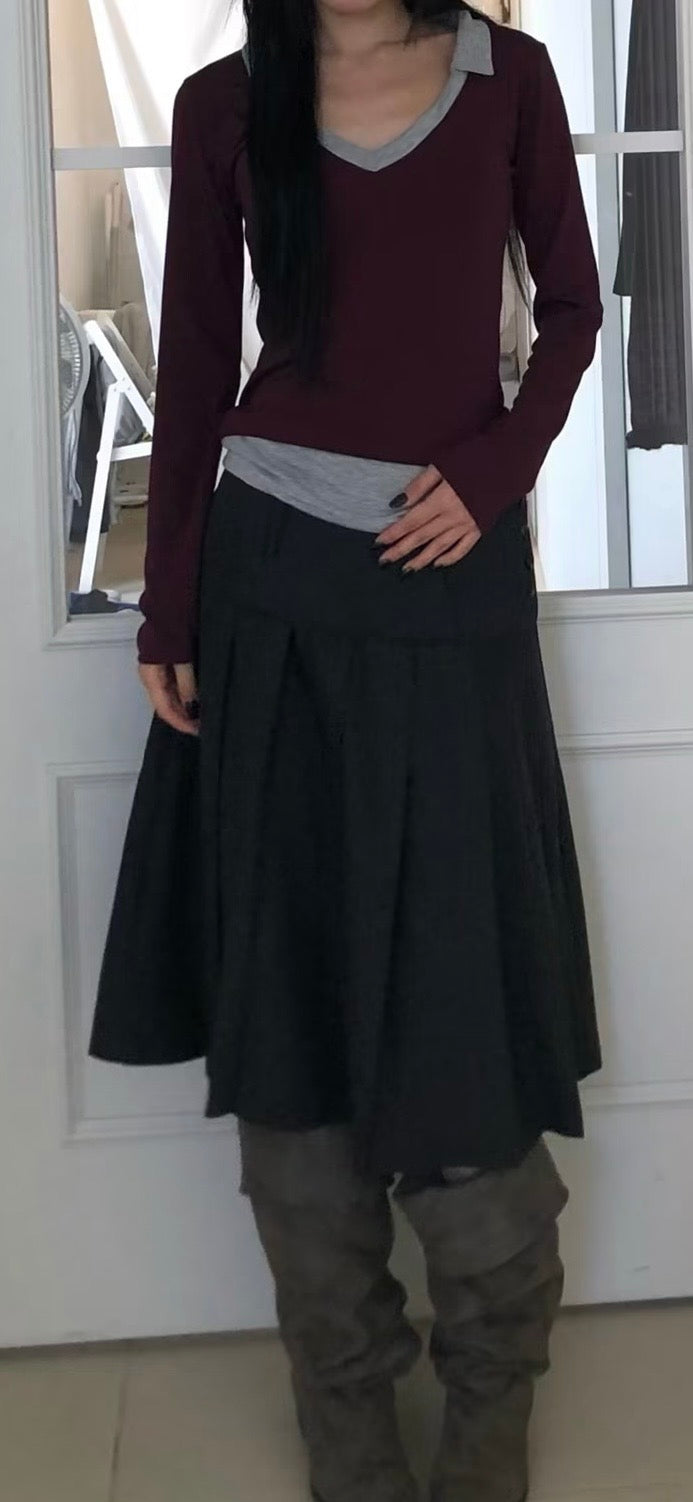 Autumn pleated mid sk