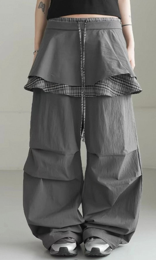 Special checked layer pants