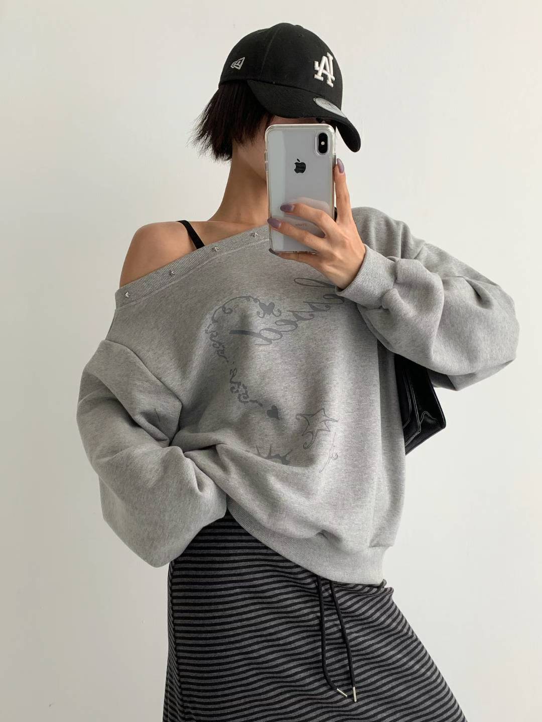 Off shoulder hoodie