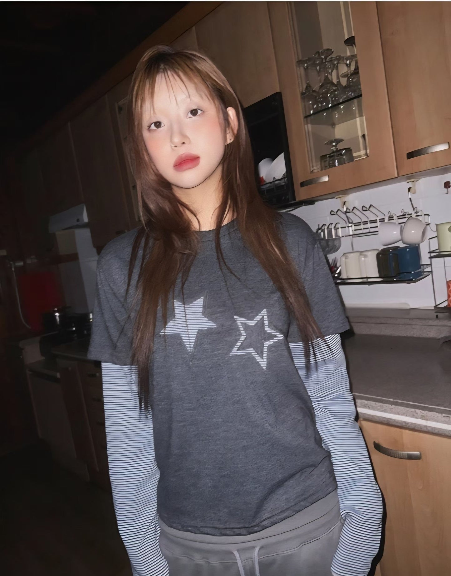 Star striped layer tee