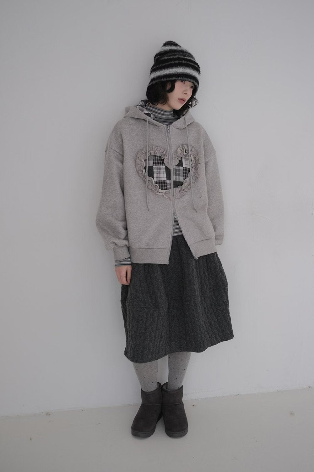 checked ruffle Heart outer