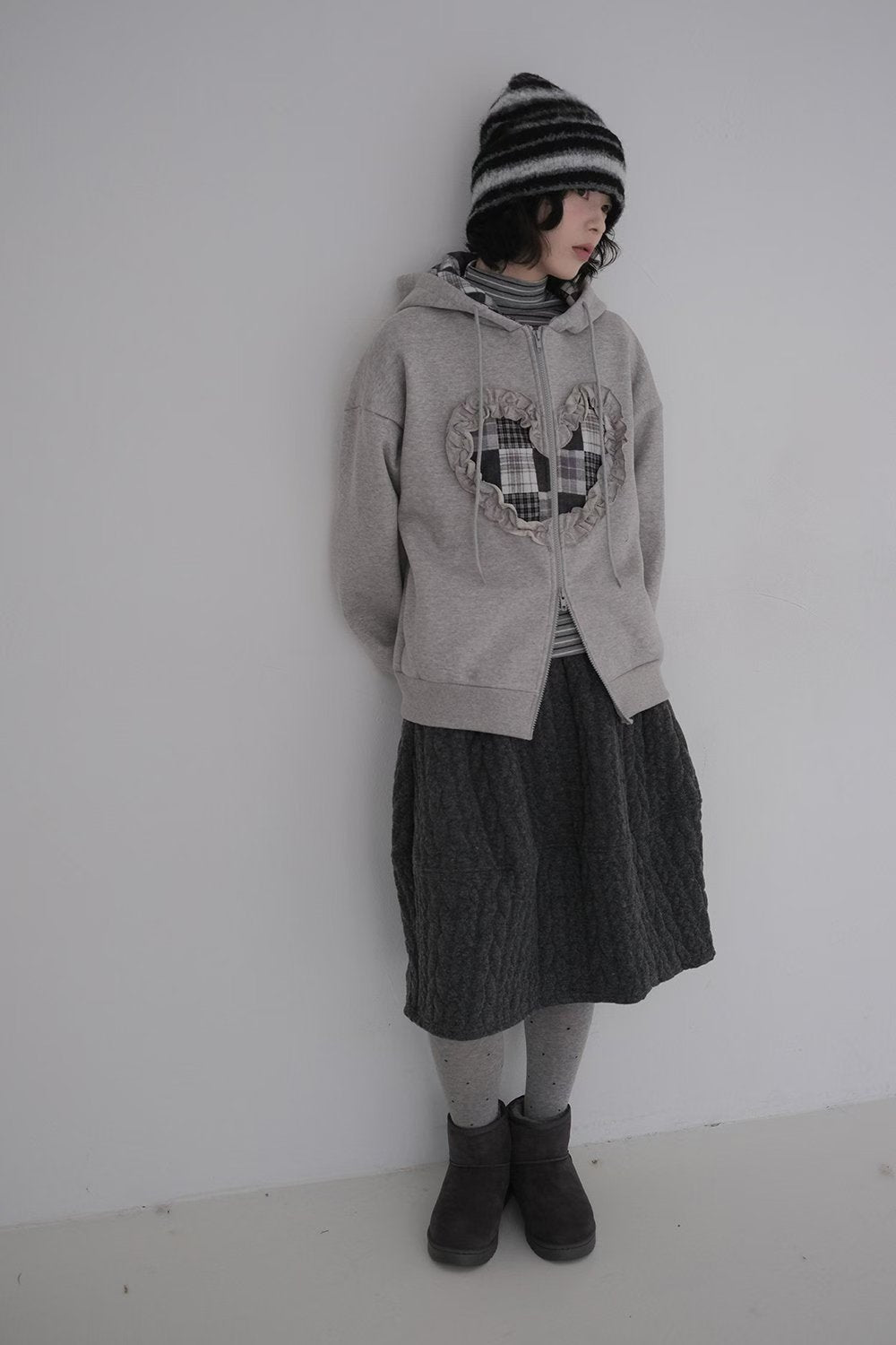 checked ruffle Heart outer