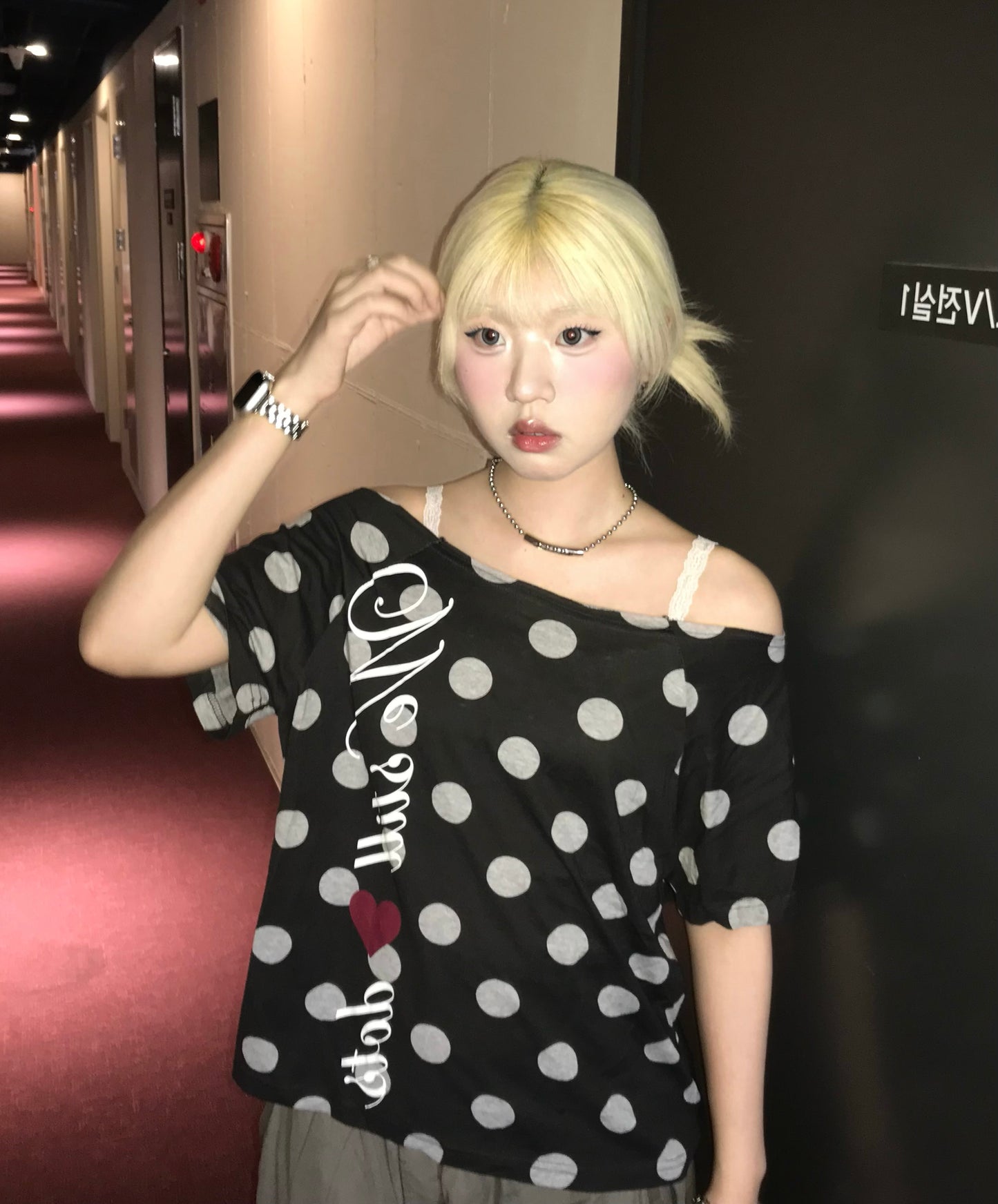 Dot dot off shoulder top