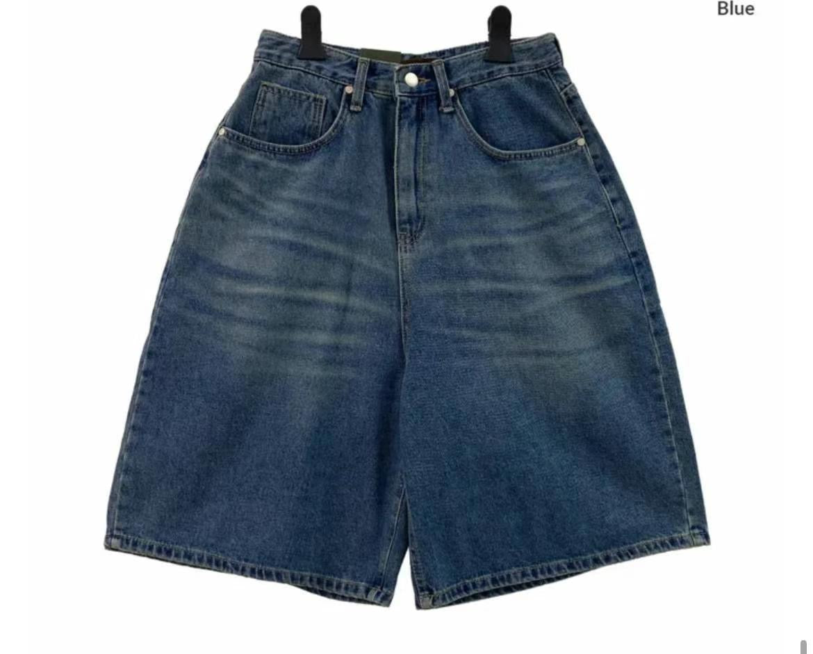 Unisex washed denim shorts