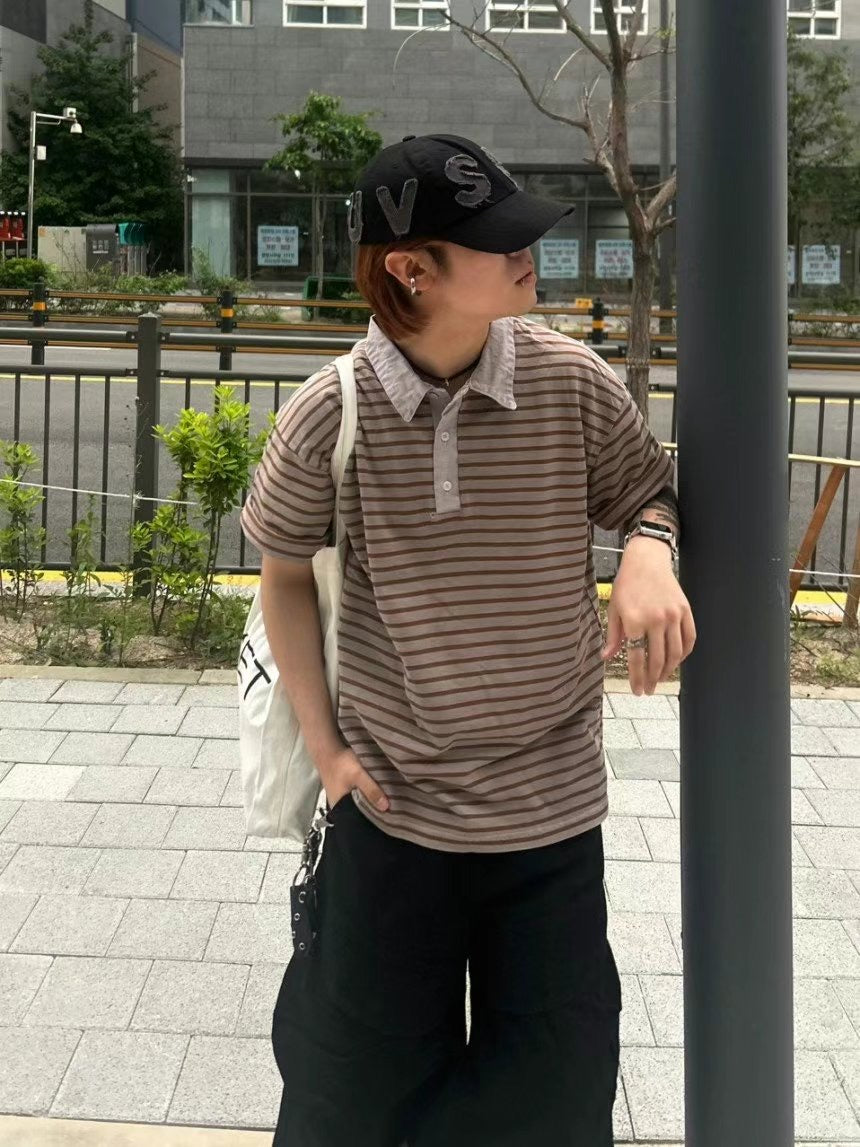 Unisex牛仔領polo top
