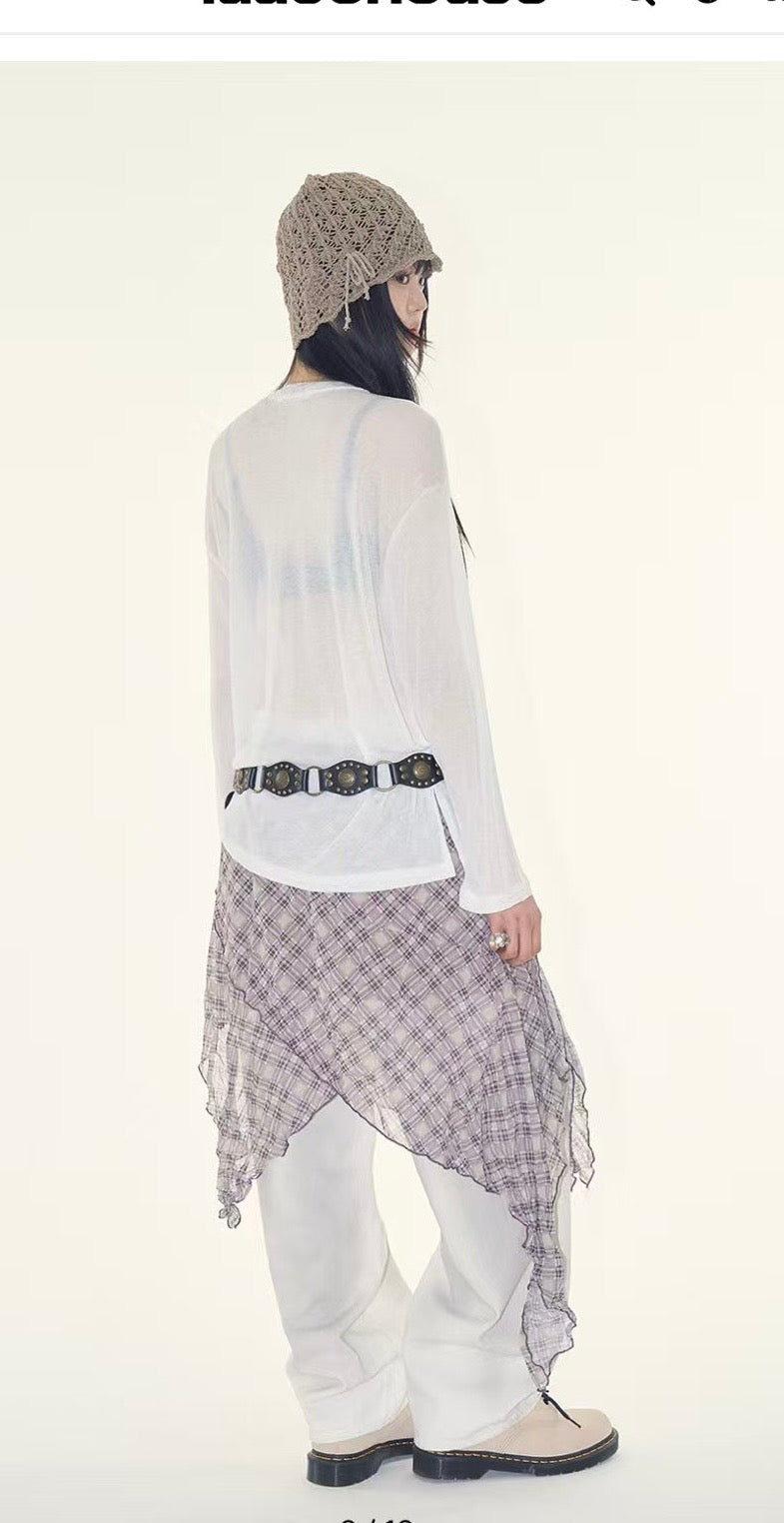 See through oversized print tee