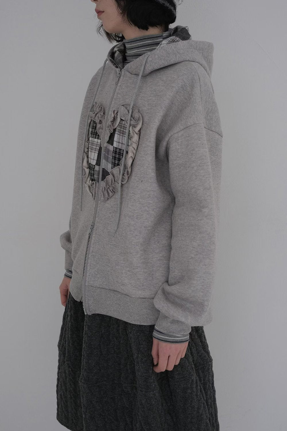 checked ruffle Heart outer