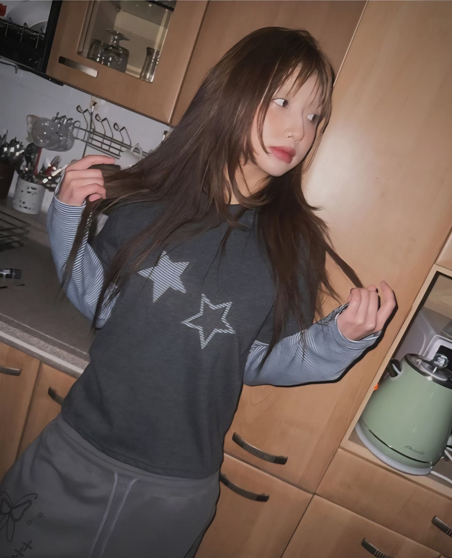 Star striped layer tee