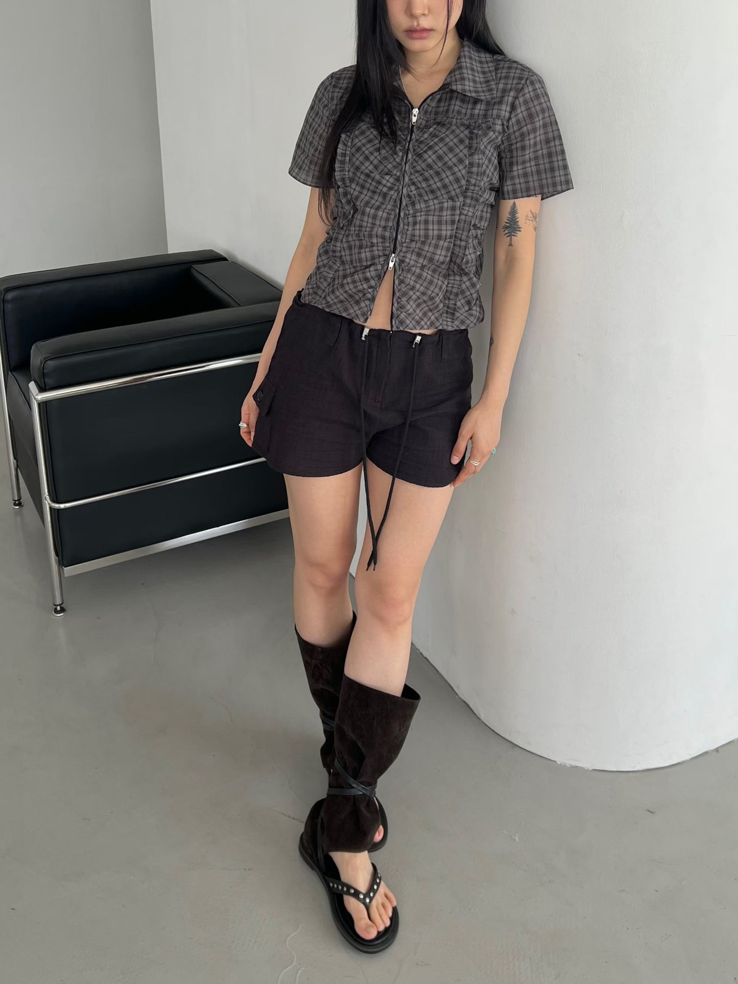 Checked zip top