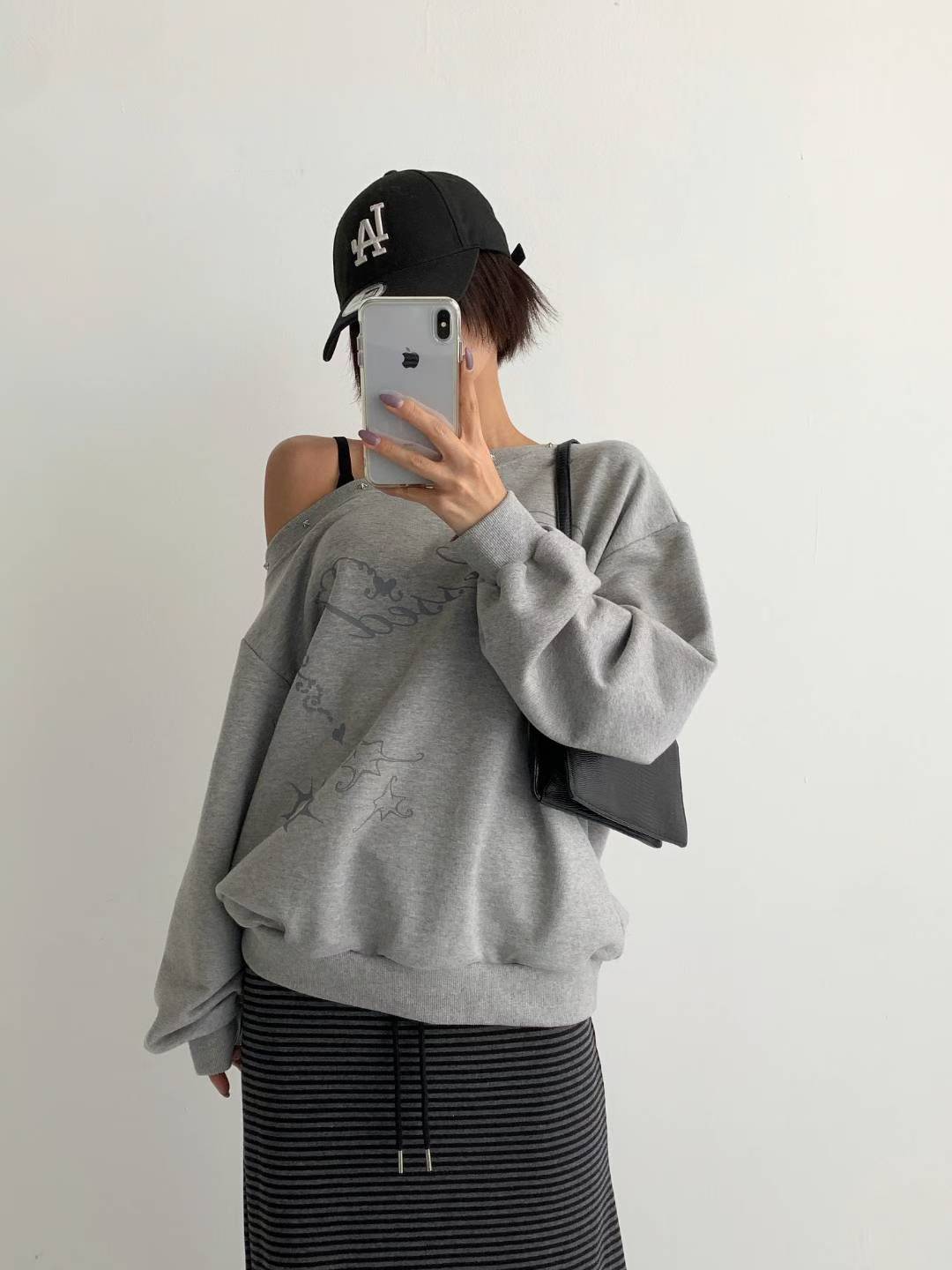 Off shoulder hoodie
