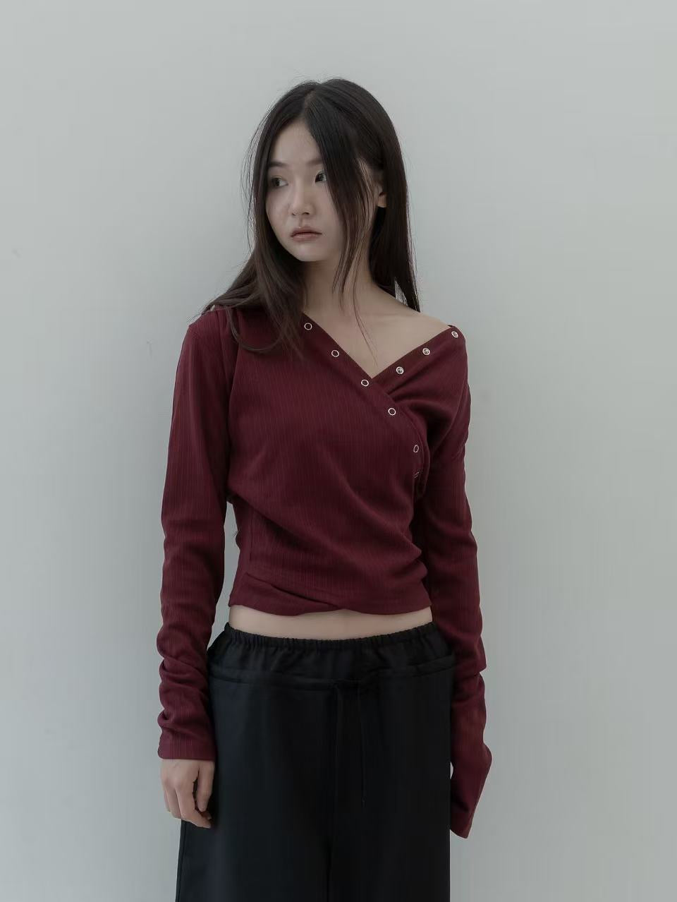 Button hooded tee