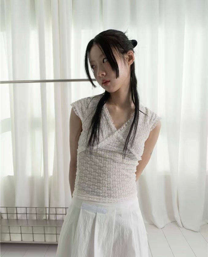 Girly lace v top