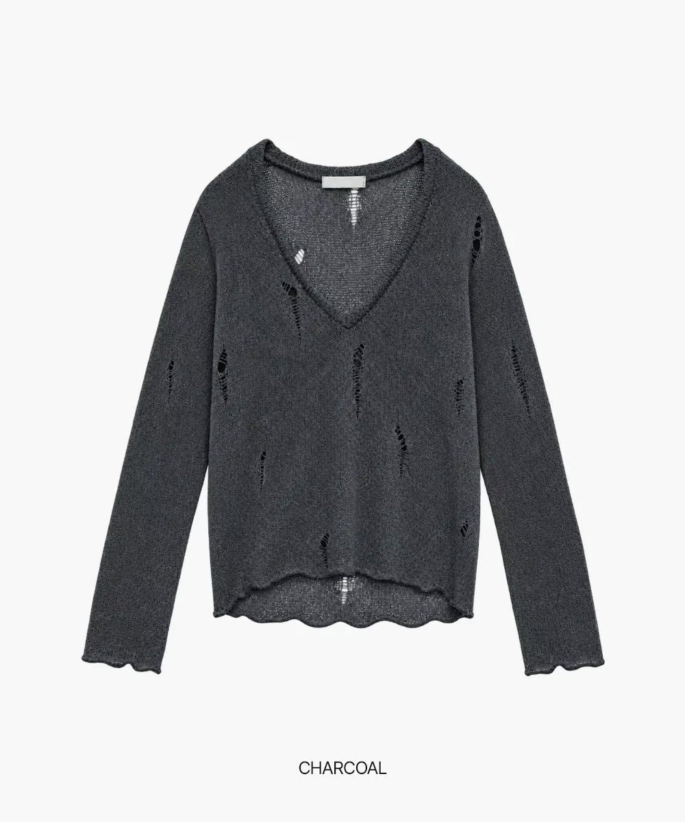 Autumn damaged v knit