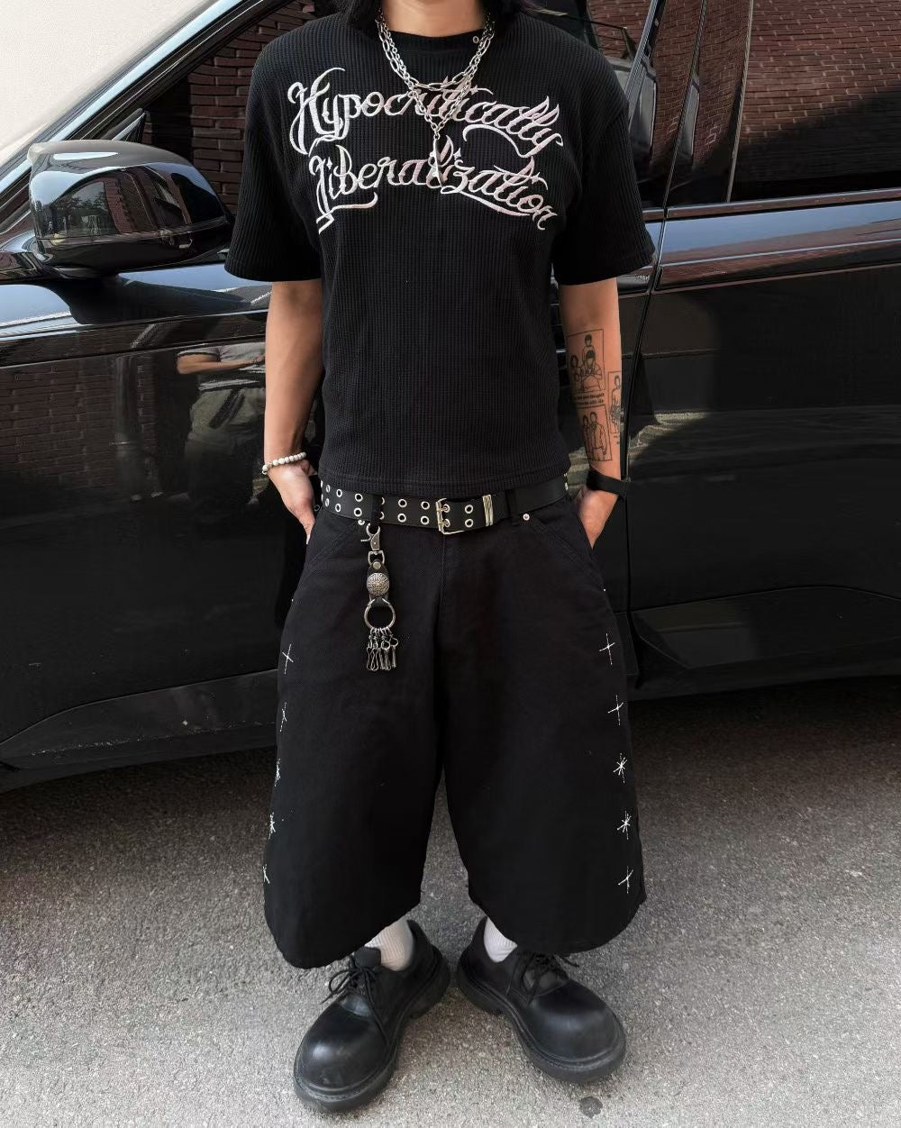 Unisex hypotenuse bling shorts