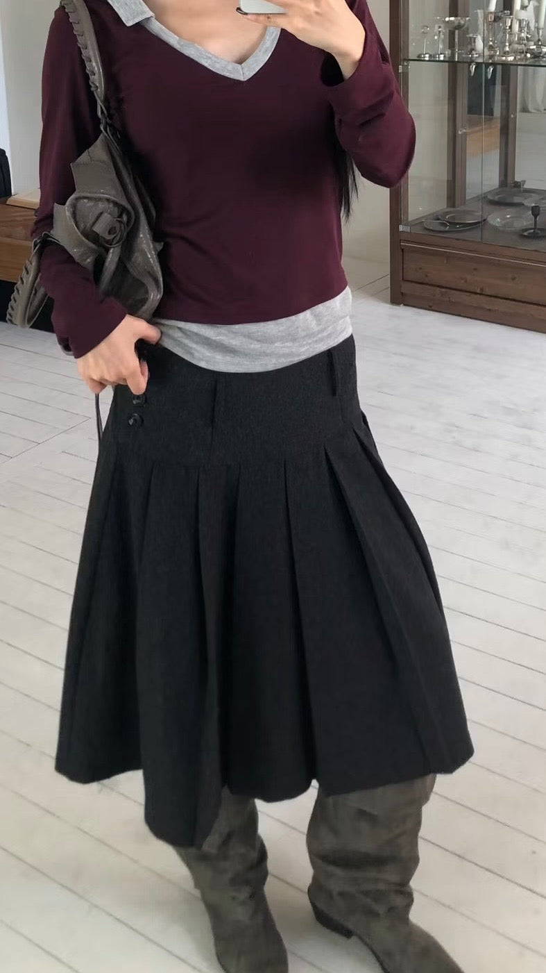 Autumn pleated mid sk