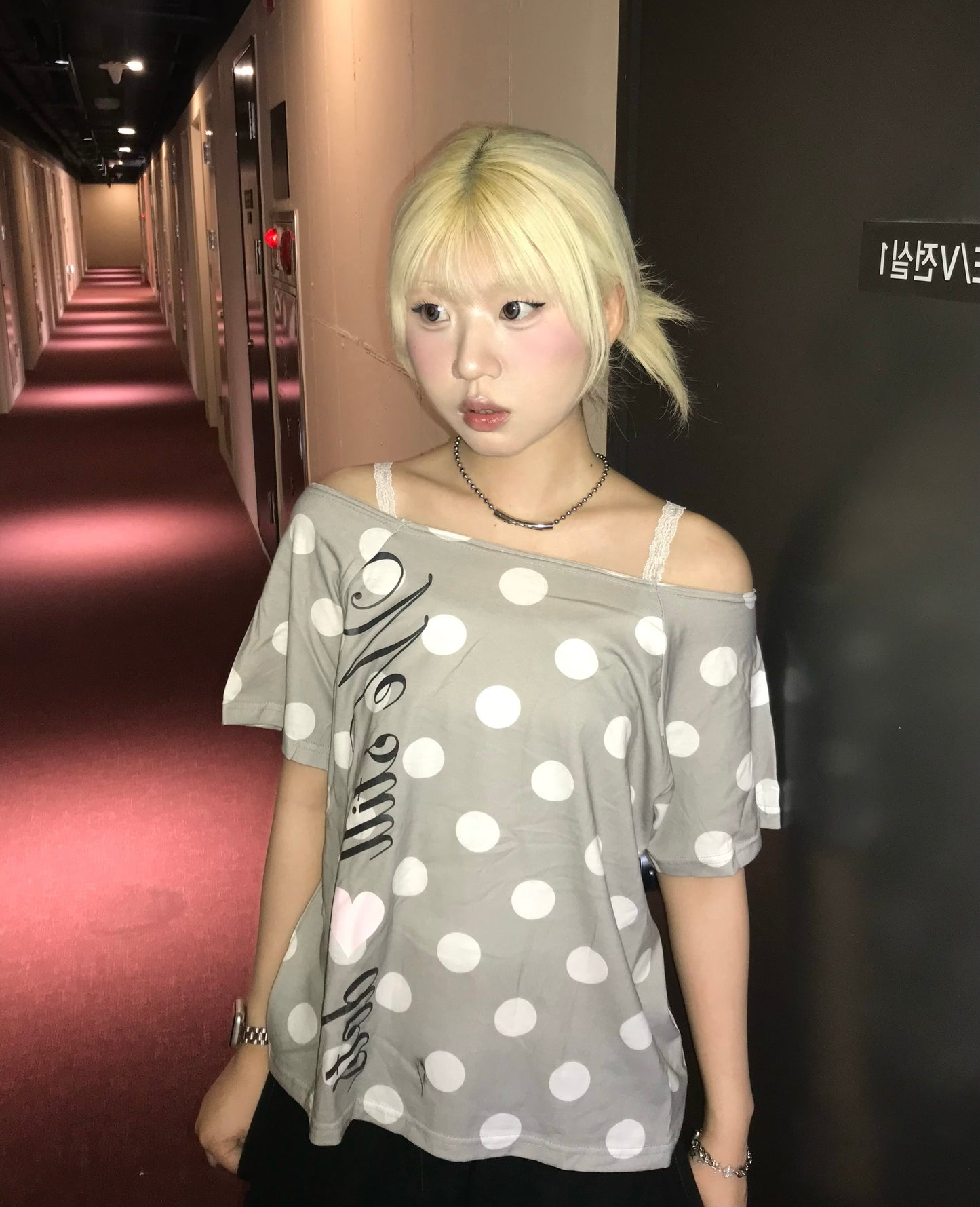 Dot dot off shoulder top