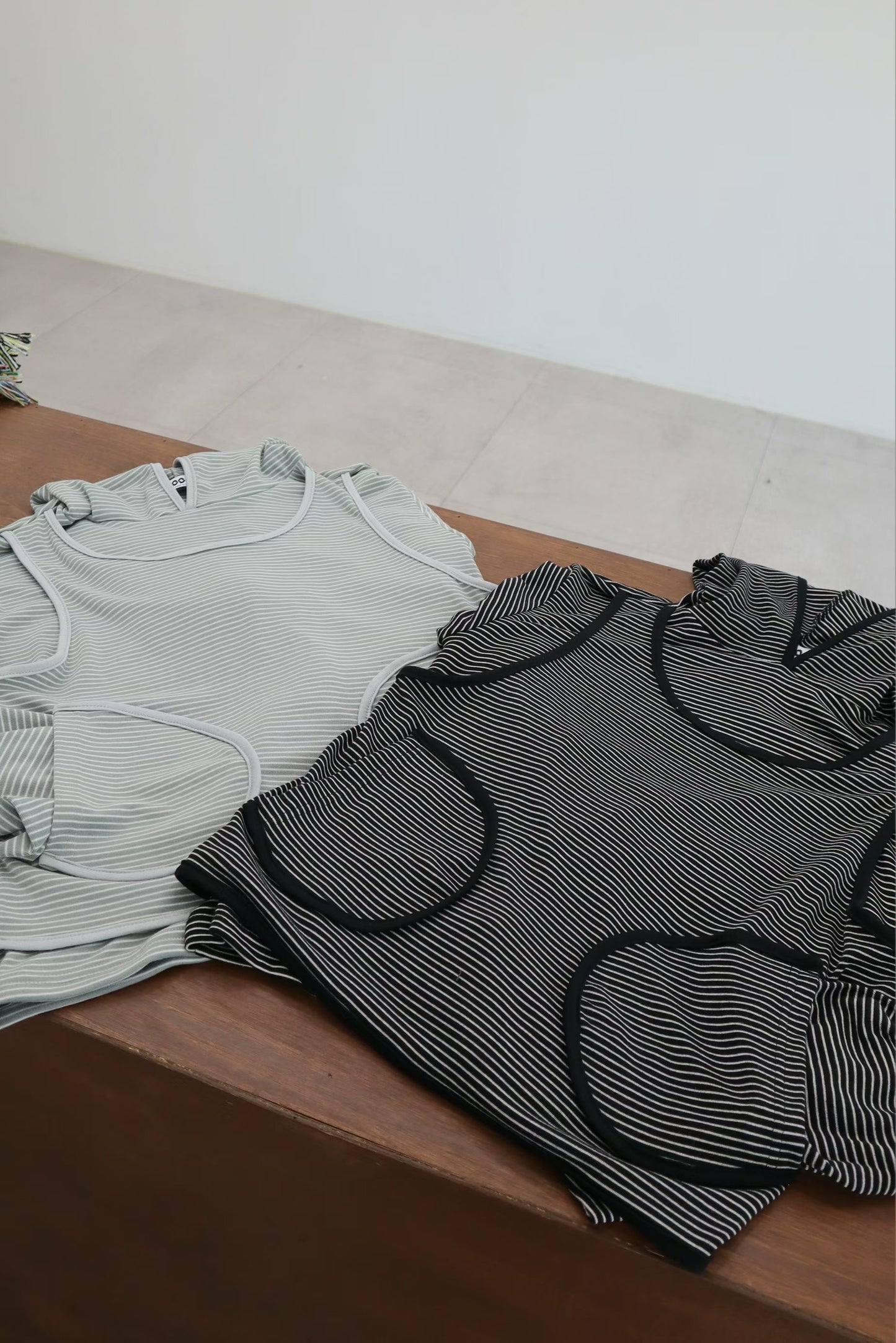 Striped layer hooded top