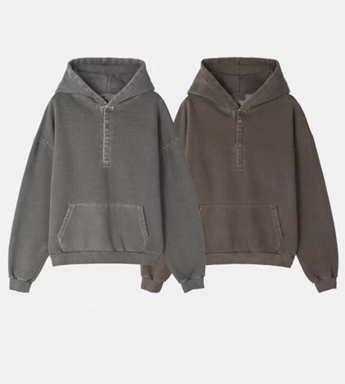 Unisex washed button hoodie