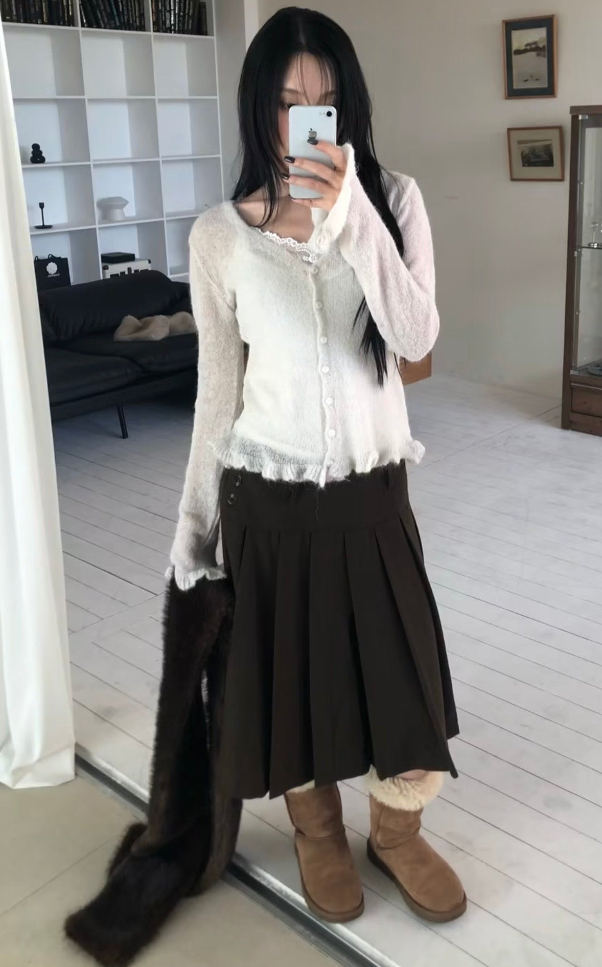 Autumn pleated mid sk