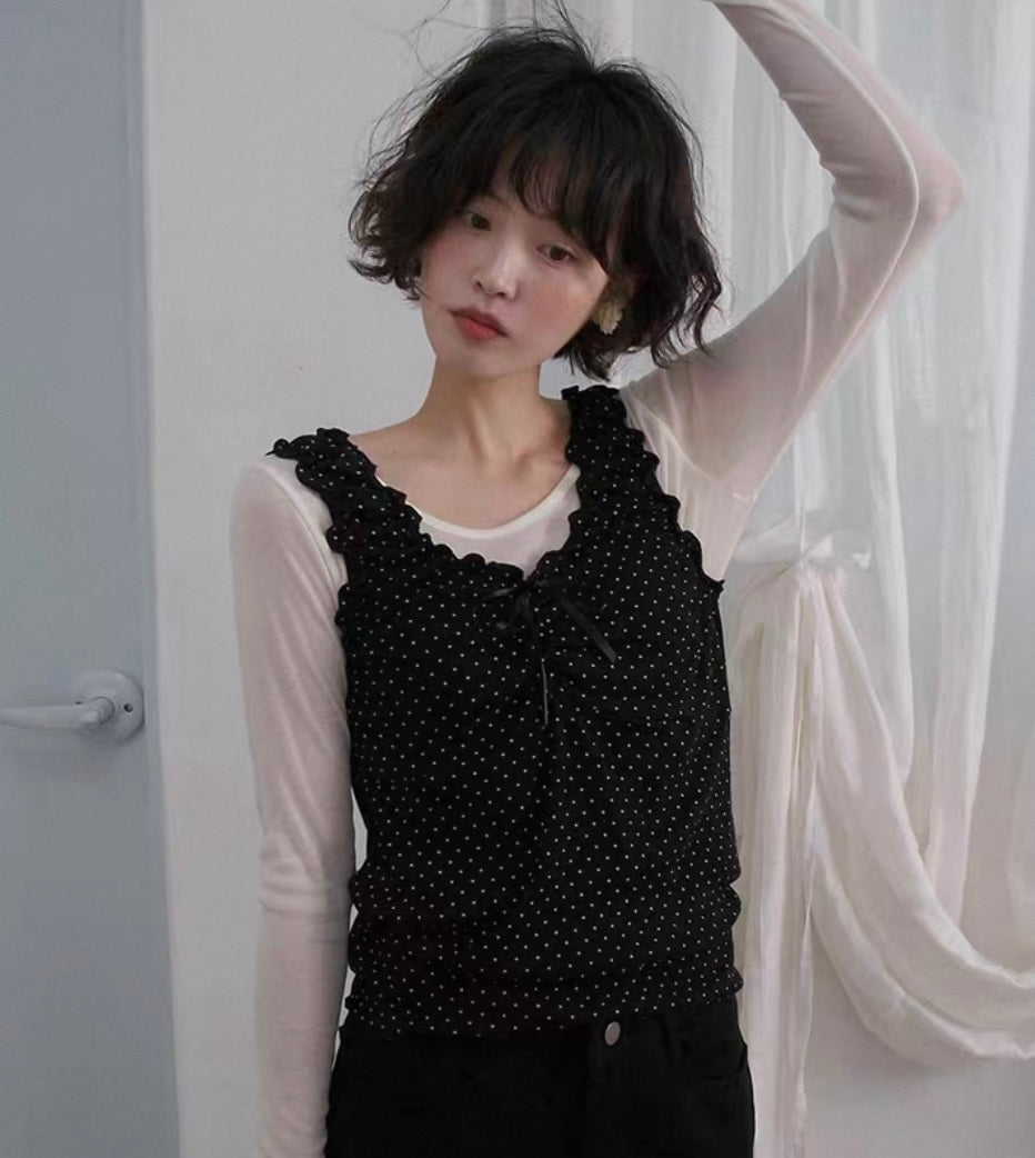 Pot ruffle ribbon tee