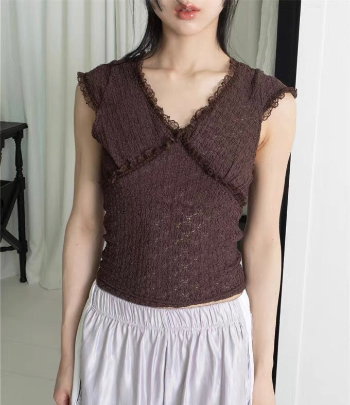 Girly lace v top