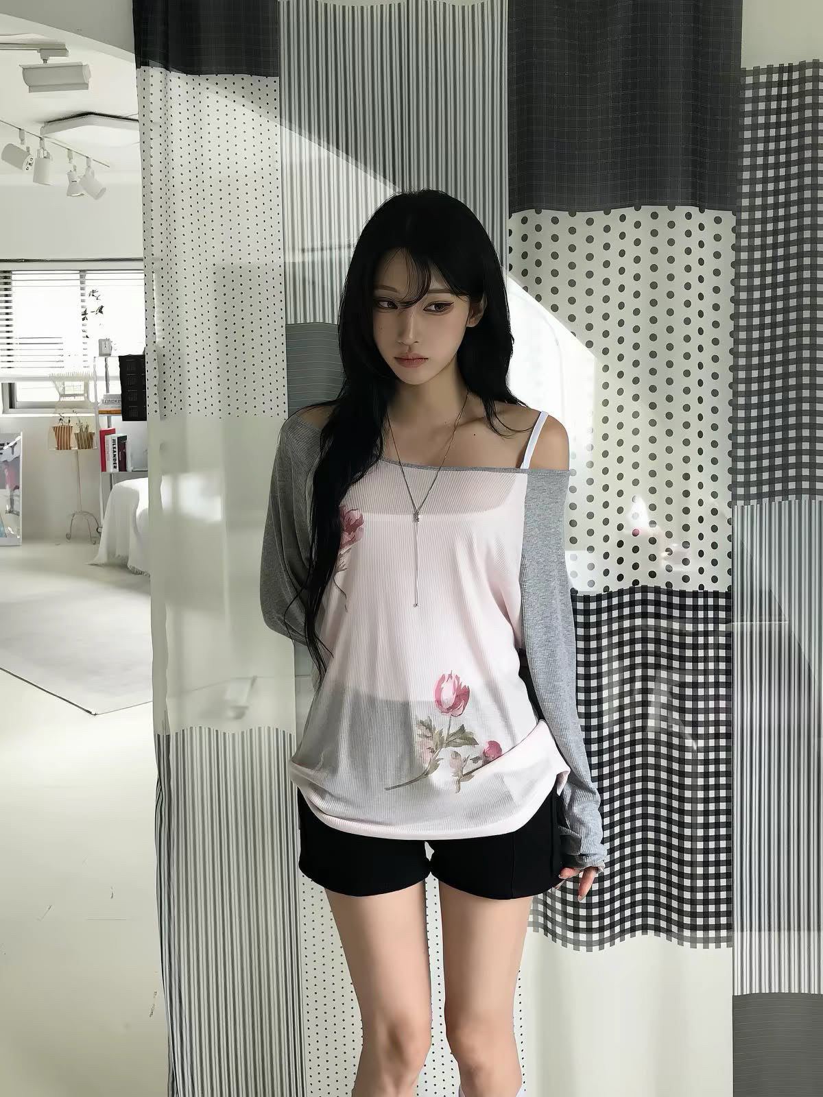 My pick 🌸 flower off shoulder tee