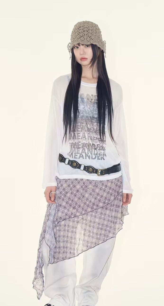 See through oversized print tee